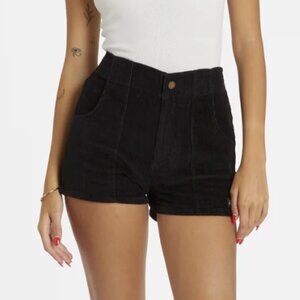 Hammies Women's Short High Rise Corduroy Black Cotton Size 40